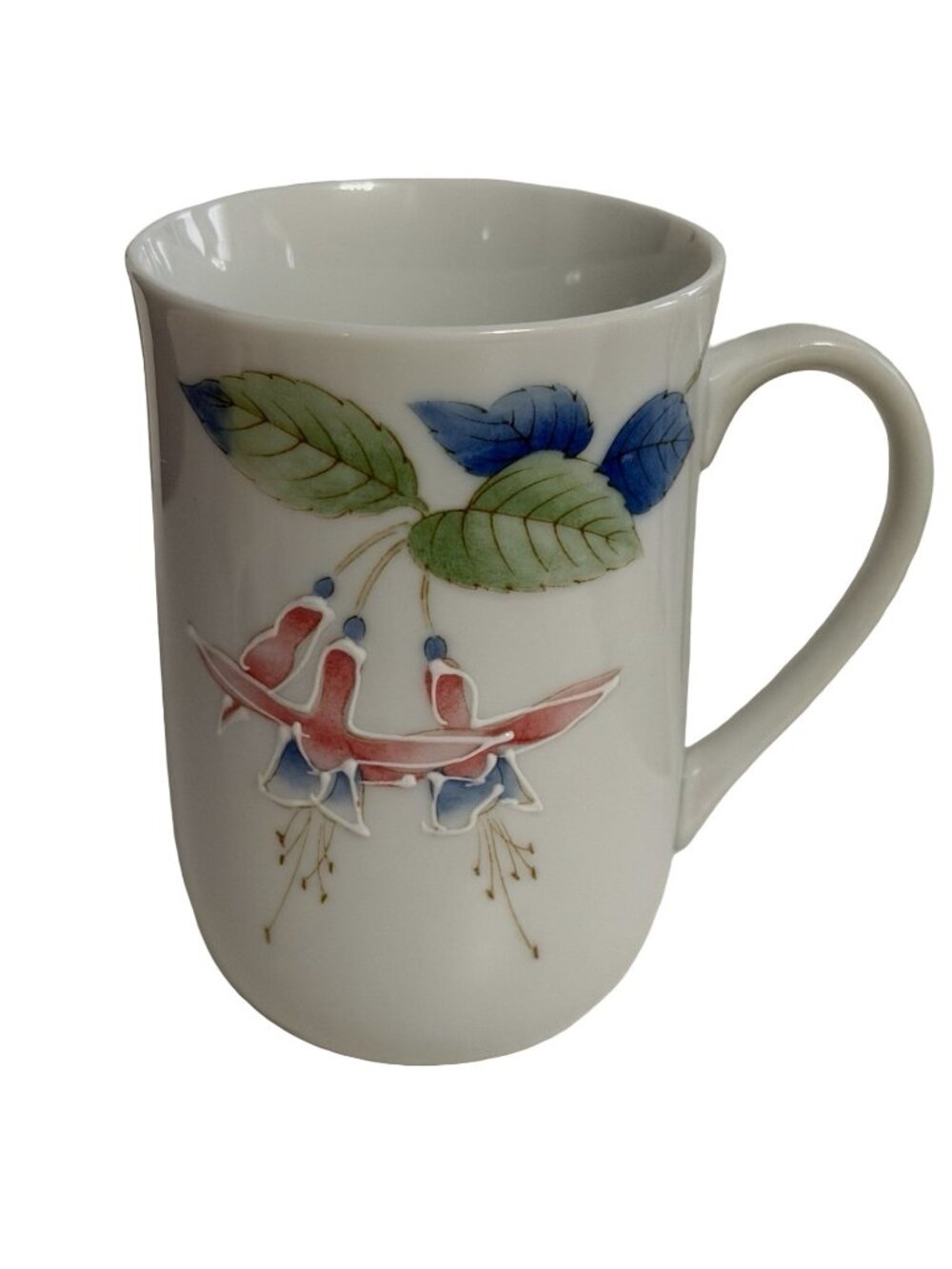 Vintage Otagiri Japan Fuchsia Flower Mug Raised Floral Ceramic 1970s 1980s